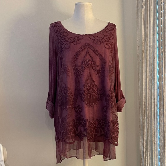 Tops - M Brand Elegant Sheer Purple Women's Top | Size L